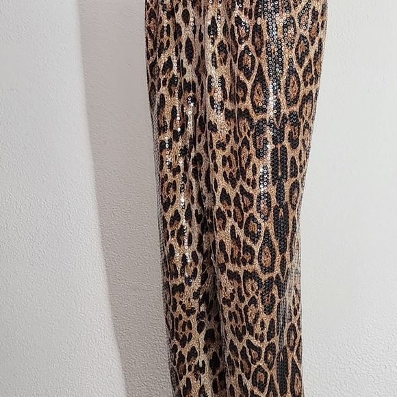 Leopard Sequined Jumpsuit By Gail McGinnis Productions Gold Size M - Picture 5 of 8
